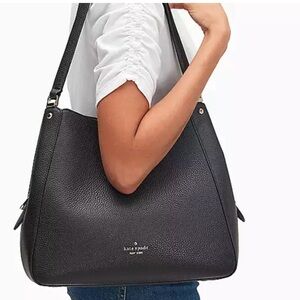 Kate Spade Black Leila Medium Triple Compartment Shoulder Bag Purse